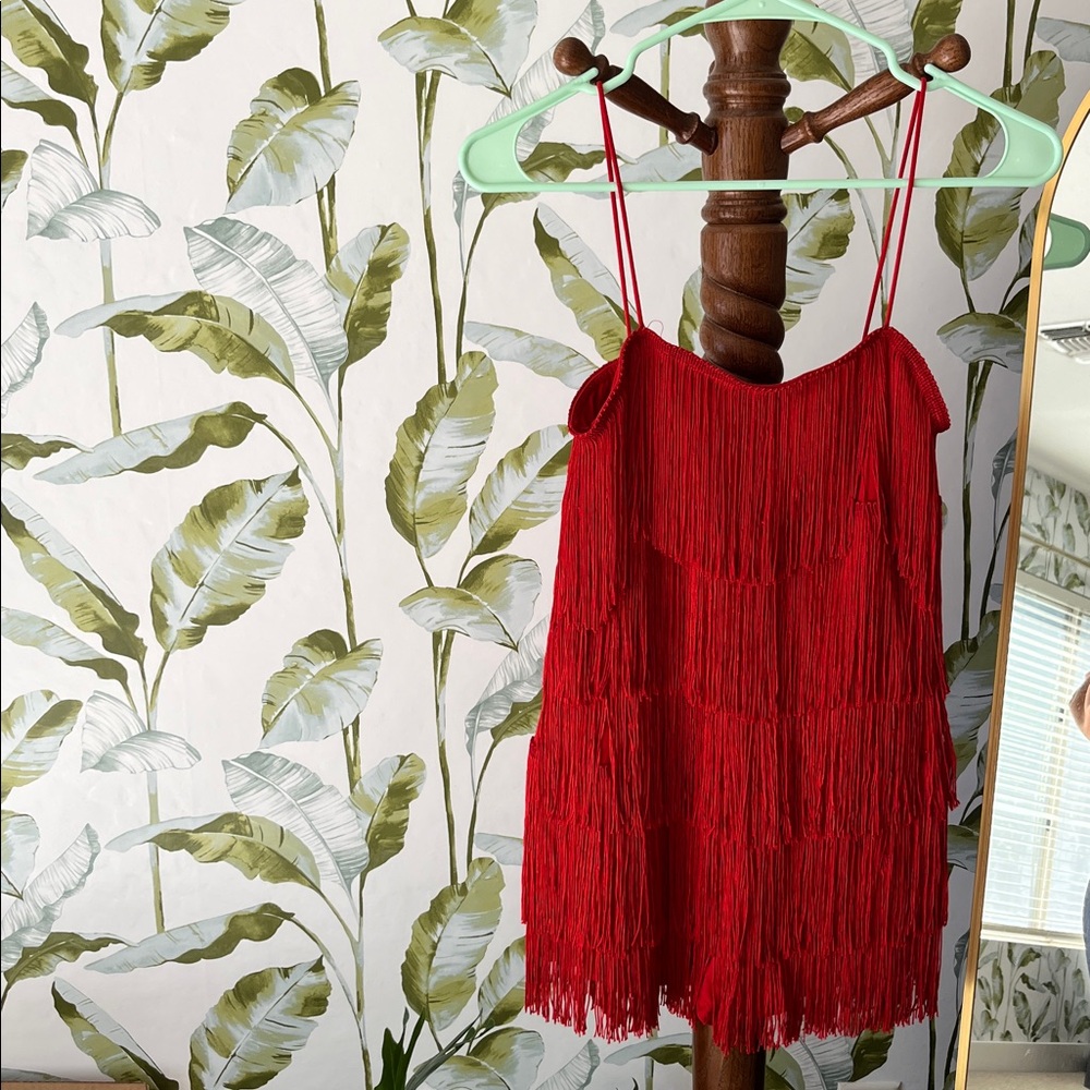 12th Tribe Red Fringe Romper - Picture 2 of 3